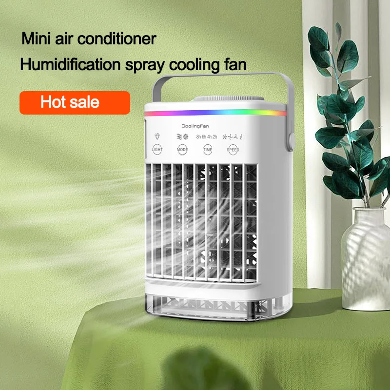 Mini Ventilador de Ar Condicionado USB Popular, Ventilador de Resfriamento de Água para Mesa de Escritório, Ventilador de Resfriamento com Umidificação por Spray