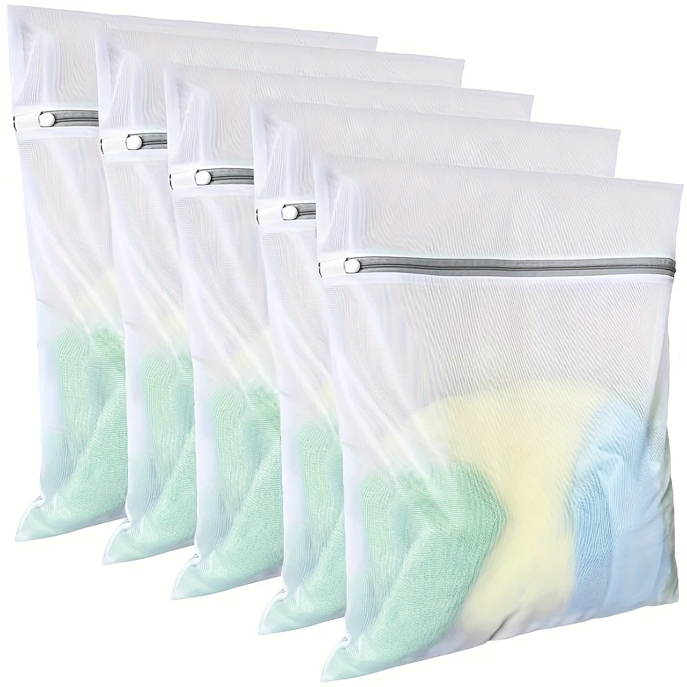 Sacos de lavanderia de malha fina de 4 pacotes para máquinas de lavar casa, especificamente projetados para guardar roupas, com malha fina para fluxo de água suave, proteção forte, adequados para roupas delicadas, resp