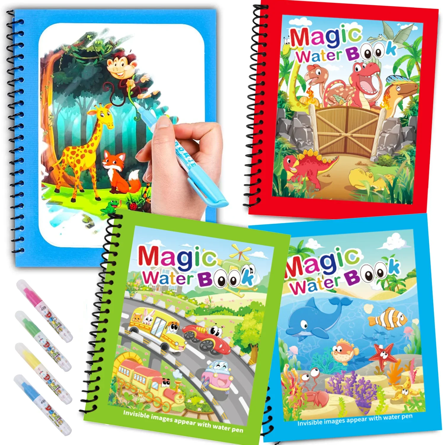 Livros de colorir mágicos com caneta de água recarregável, livros de desenho de água reutilizáveis para crianças, aniversário, natal, presentes de ano novo, 1 peça