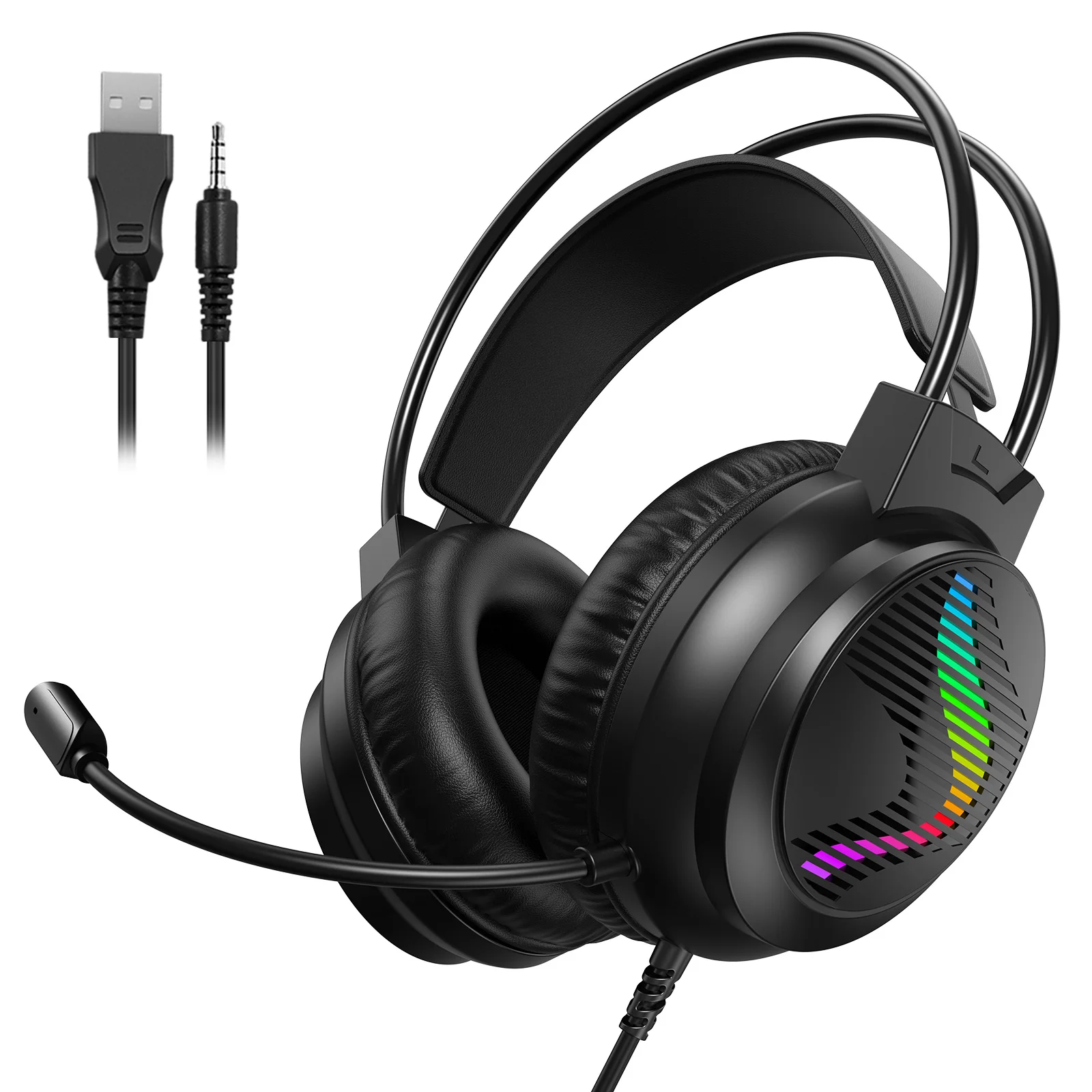 Fone de ouvido para jogos Acinaci J11 para PS4, PC, Xbox One, PS5, Switch via conector de áudio de 3,5 mm, com microfone e luz LED