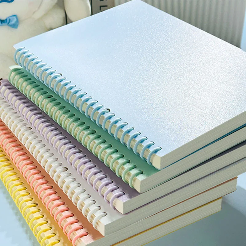 Caderno Espiral Removível A4/A5/B5 com 60 Folhas, Pautado/Em Branco, Caderno de Folhas Soltas, Fichário Macaron para Estudantes