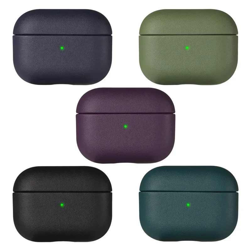 Capa com textura de couro para Airpods Pro 2, para Airpods Pro 3, capa para Airpods 5, 4, 3, acessórios para fones de ouvido Bluetooth Apple, proteção para o aparelho.