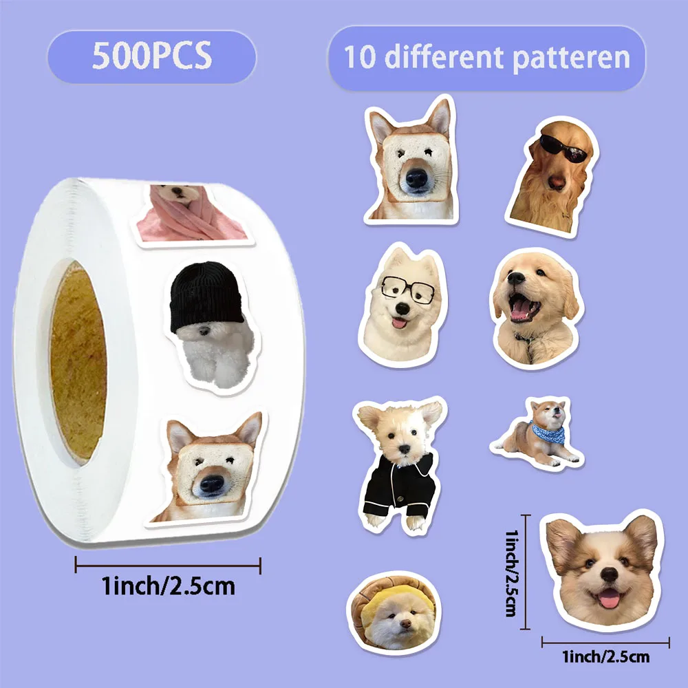 500 pçs dez cães diferentes engraçado rolo adesivos pequeno padrão diy caso de telefone notebook skate adesivos à prova dwaterproof água