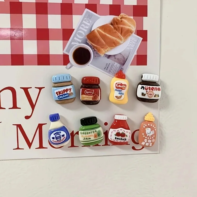 8 peças de ímãs de geladeira, ímãs de geladeira de comida em estilo kawaii, ímãs decorativos fofos, ímã de geladeira personalizado para armário