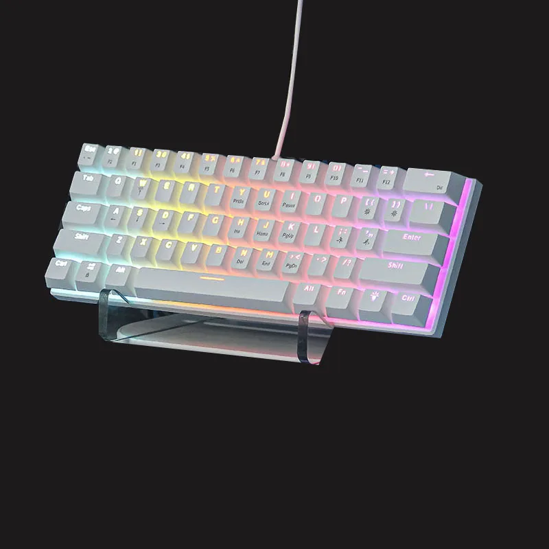 Teclado Mecânico 60% para Jogos, Teclados Mecânicos para PC, Teclados para Laptop, Mini Teclado para Escritório, Teclas Brancas