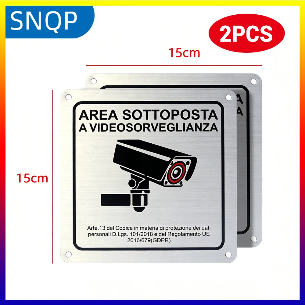Placa de Monitoramento em Metal Ferroso: Propriedade Privada com Vigilância por Vídeo - Sinalização de Segurança Escovada