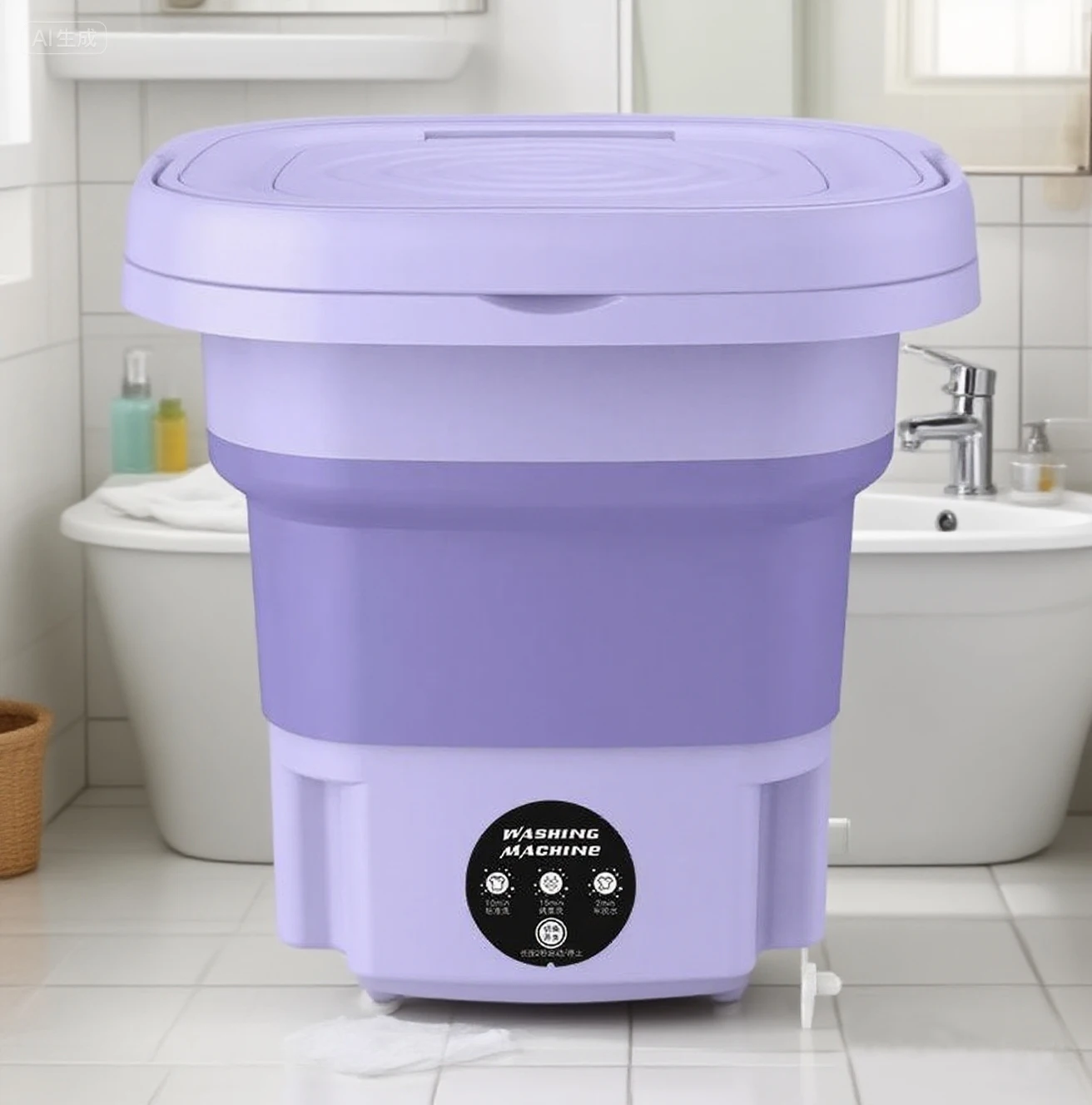 Máquina de Lavar Portátil Mini para Meias, Roupas Íntimas e Calcinhas, Retrátil, 8L, Dobrável, 3 Modelos com Função de Centrifugação