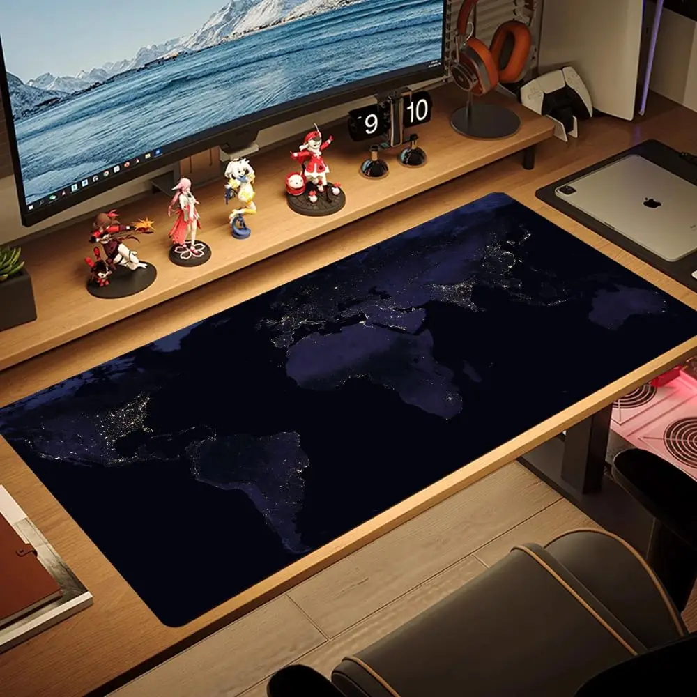Mapa mundi escuro mouse pad grande mousepad mini pc xxl gaming bloqueio de borracha tapete de mesa tablet monitor computador gamers telefone trabalho escritório