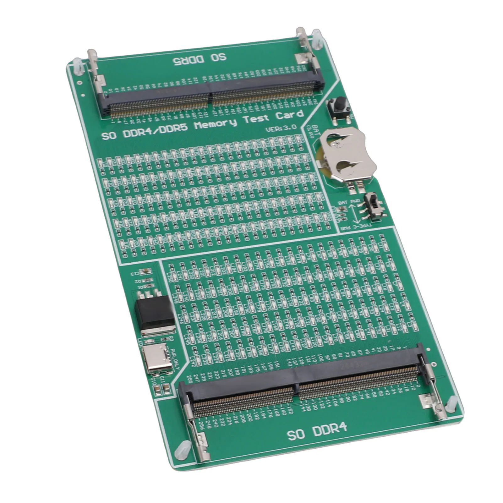 Testador de memória DDR4 DDR5 2 em 1 Analisador de diagnóstico de memória Testador RAM com luz LED para laptop Desktop Server Computer