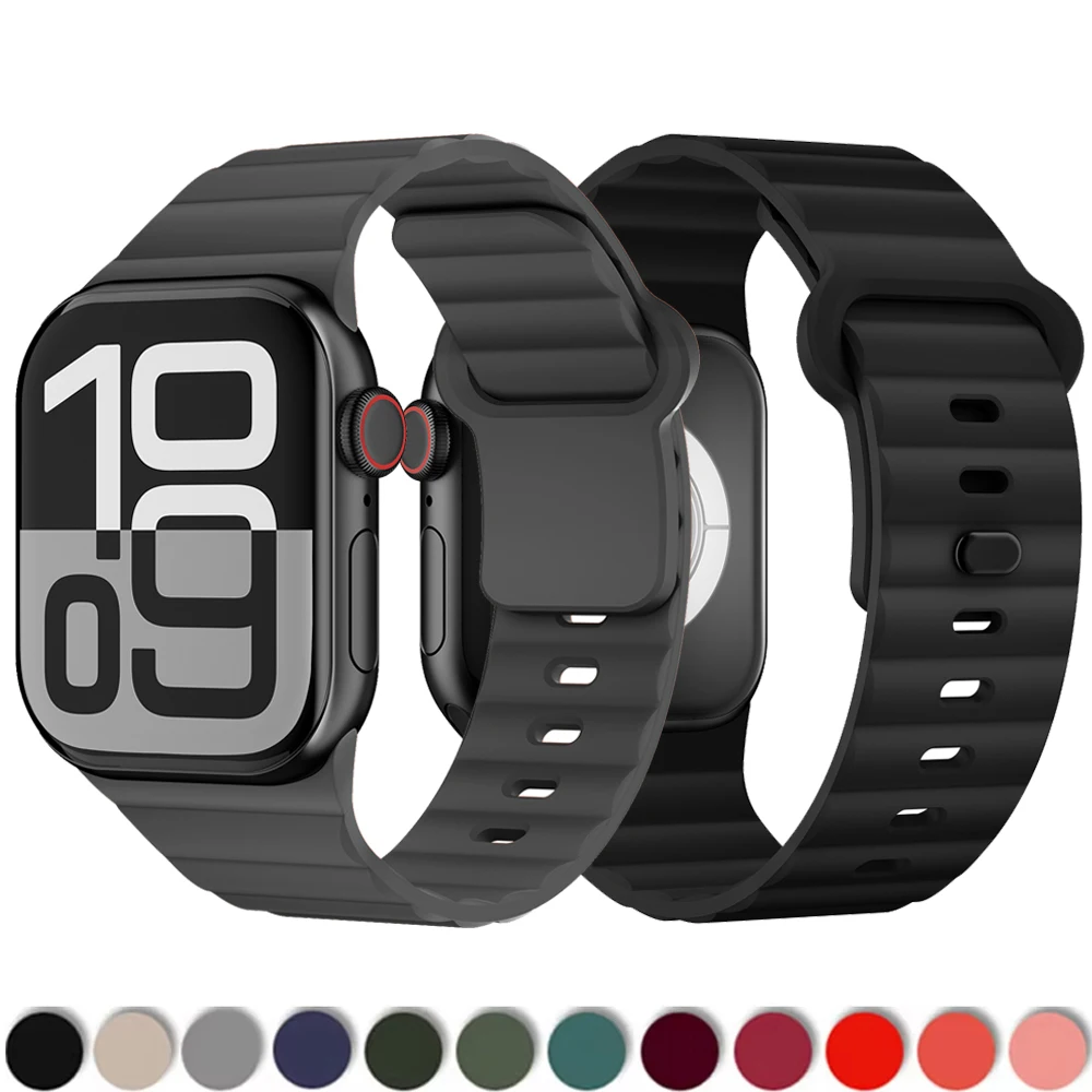 Pulseira de silicone esportiva para Apple Watch, modelos 44mm, 40mm, 46mm, 49mm, 45mm, pulseiras iWatch Ultra 4, 2, 3, séries 11, 10, 9, 8, 7, SE, 12.