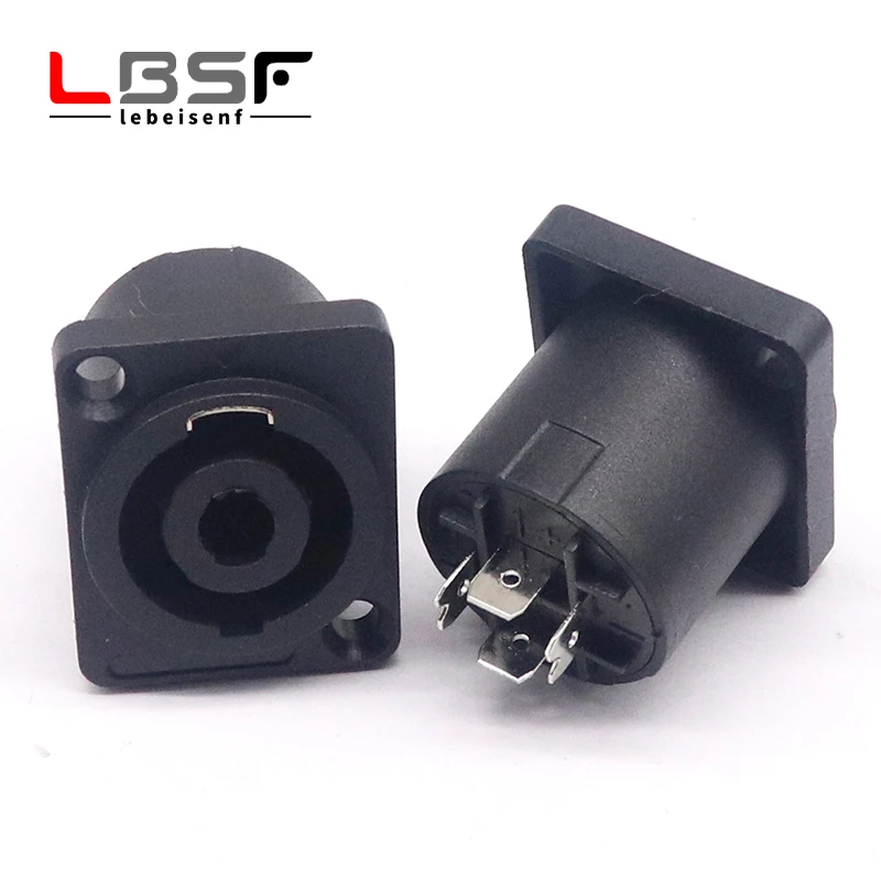 Conector de placa de montagem em painel xlr, 4 pinos, 4 polos, tomada fêmea powercon, cabo de áudio e vídeo xlr, inserção de adaptador de fio