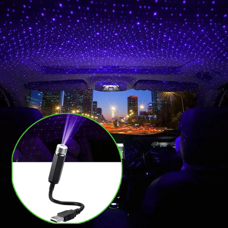 1 pçs mini led teto do carro estrela luz da noite projetor atmosfera galáxia luz usb decoração acessórios do carro decoração interior