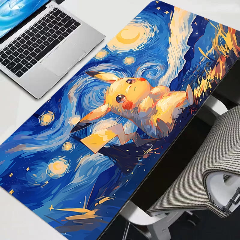 Mouse pad kawaii anime pokemon pikachu mouse pads teclado gamer antiderrapante borracha computador tapete de mesa pc gamer 90x40 mousepad