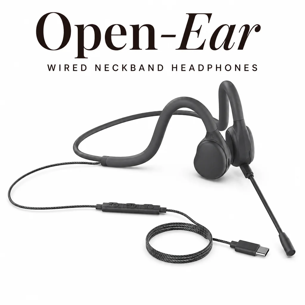 Fones de Ouvido com Fio H08A Over Open Ear com Microfone, Headset Hifi Elegante para Jogos, para Oppo, Xiaomi, Huawei, Tablet e PC