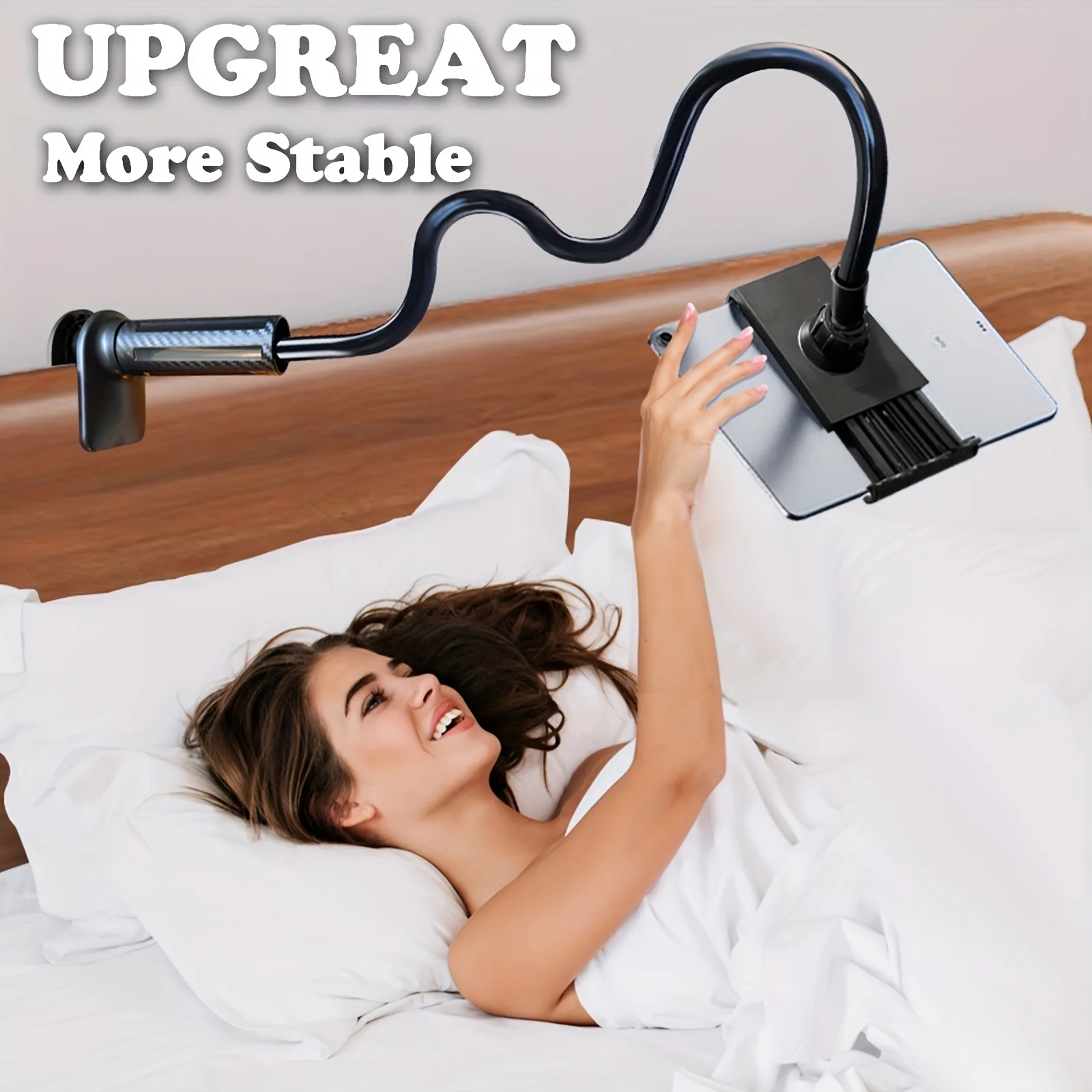 Base espiral giratória de 360 graus para tablet e telefone, adequada para camas, cabeceiras, mesas, suporte para tablet de braço longo