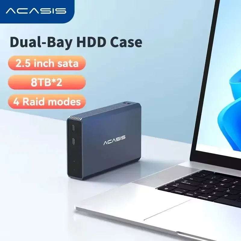 Gabinete para HDD externo ACASIS RAID de 2 baias - Dock USB 3.0 para disco rígido duplo para SSD/HDD SATA de 2,5", compatível com RAID/JBOD e sem ferramentas Gabinete para HDD externo ACASIS RAID de 2 baias - Dock USB 3.0 para disco rígido duplo para SSD/HDD SATA de 2,5", compatível com RAID/JBOD e sem ferramentas