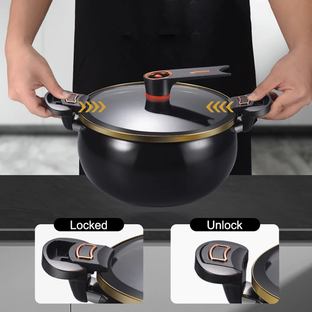Panela de Pressão Compacta de 7L com Capacidade Grande, 26cm, Antiaderente, Multifuncional para Fogão de Indução e Gás, Cozinha Doméstica
