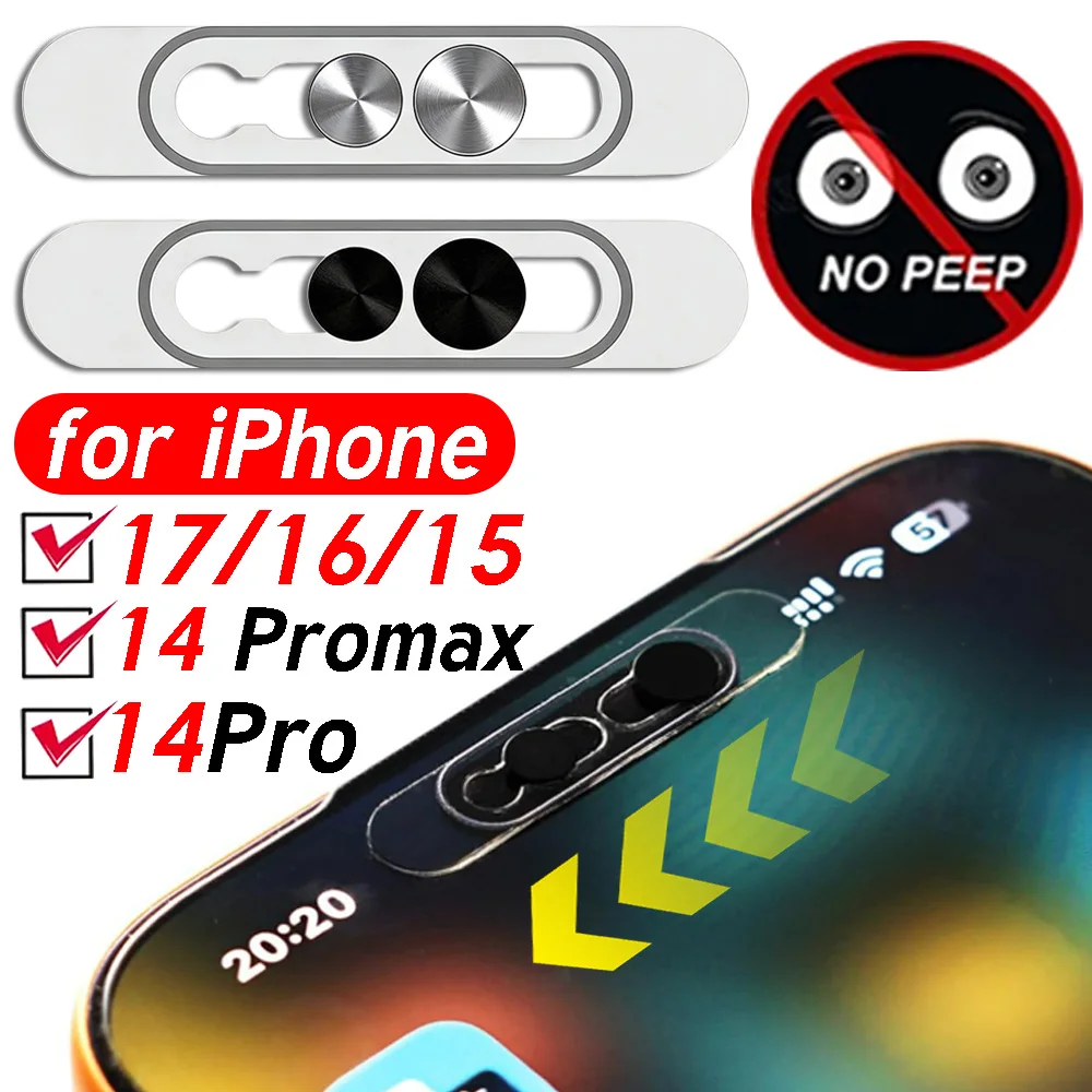 Tampa de Lente de Webcam para iPhone 17/16/15/14 Pro Max Dupla - Design Deslizante Anti-hacker Obturador de Proteção de Privacidade Anti-espião