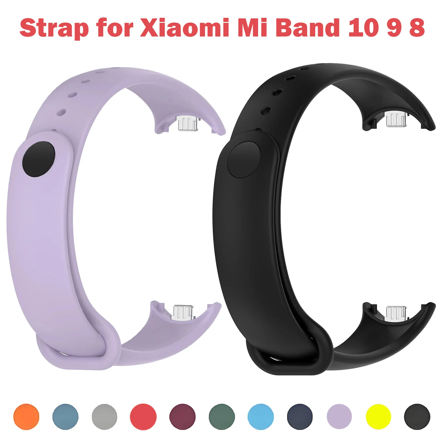 Pulseira de Silicone para Xiaomi Mi Band 10 9 8, Bracelete Esportivo de Borracha, Acessórios para Xiaomi Mi Band 9/8/10 Pulseira de Silicone para Xiaomi Mi Band 10 9 8, Bracelete Esportivo de Borracha, Acessórios para Xiaomi Mi Band 9/8/10