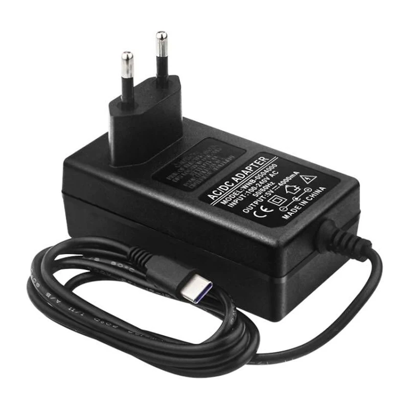Adaptador de Fonte de Alimentação DC Tipo C 5V 4A para Nvidia Jetson Nano 2GB/Raspberry Pi 4B/Orange Pi 3/4 LTS/5/5B/5 Plus