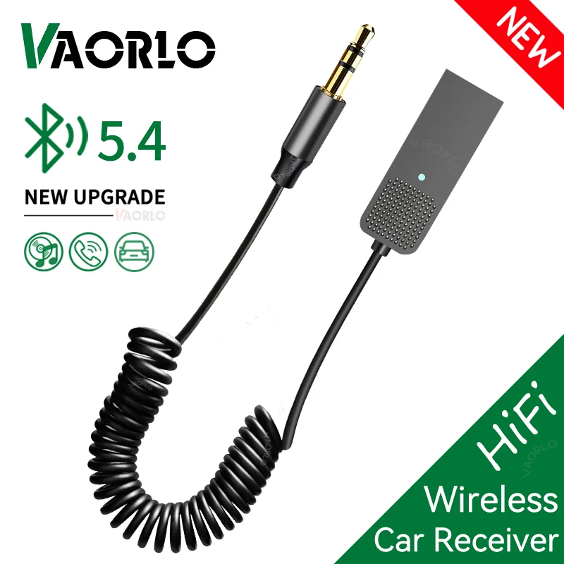 Novas atualizações bluetooth 5.4 receptor de áudio usb para 3.5mm aux carro adaptador música sem fio com microfone hd para kit carro alto-falante com fio