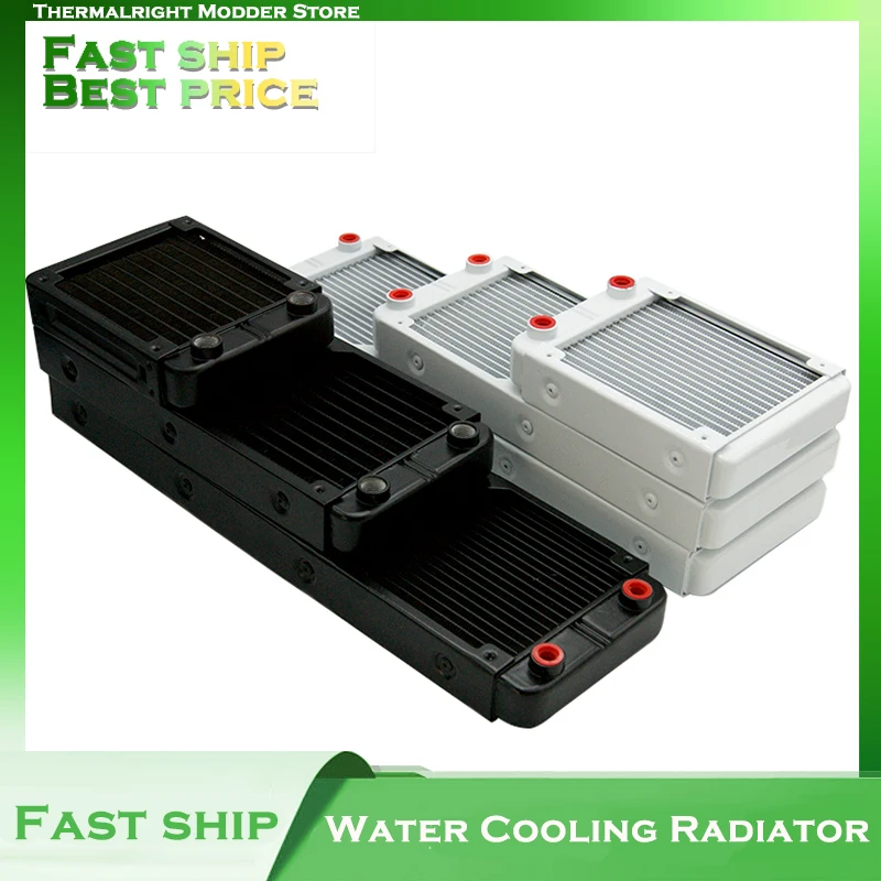 Radiador de Resfriamento Líquido de Alumínio & Dissipador de Calor para CPU, Resfriador de Água Row 60/80/90/120/240/360mm Preto/Branco