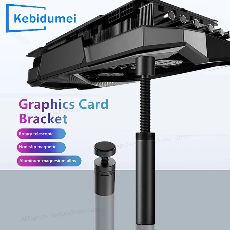 Suporte para placa gráfica gpu, parafuso giratório telescópico ajustável, liga de alumínio, suporte para placa de vídeo, desktop, pc, acessório
