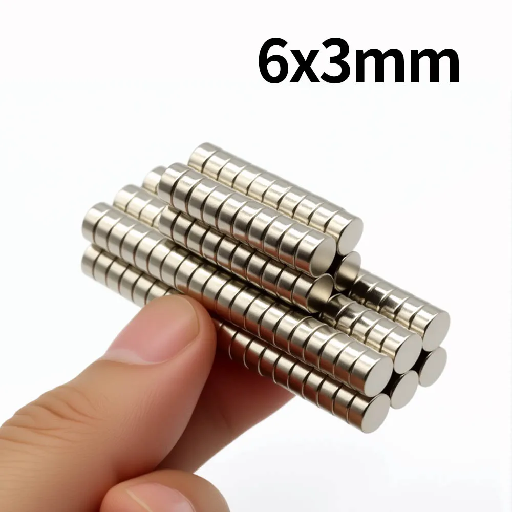 Ímã de neodímio super forte 6x3mm n35 ndfeb imanes magnéticos permanentes redondos ímãs poderosos ímã de geladeira
