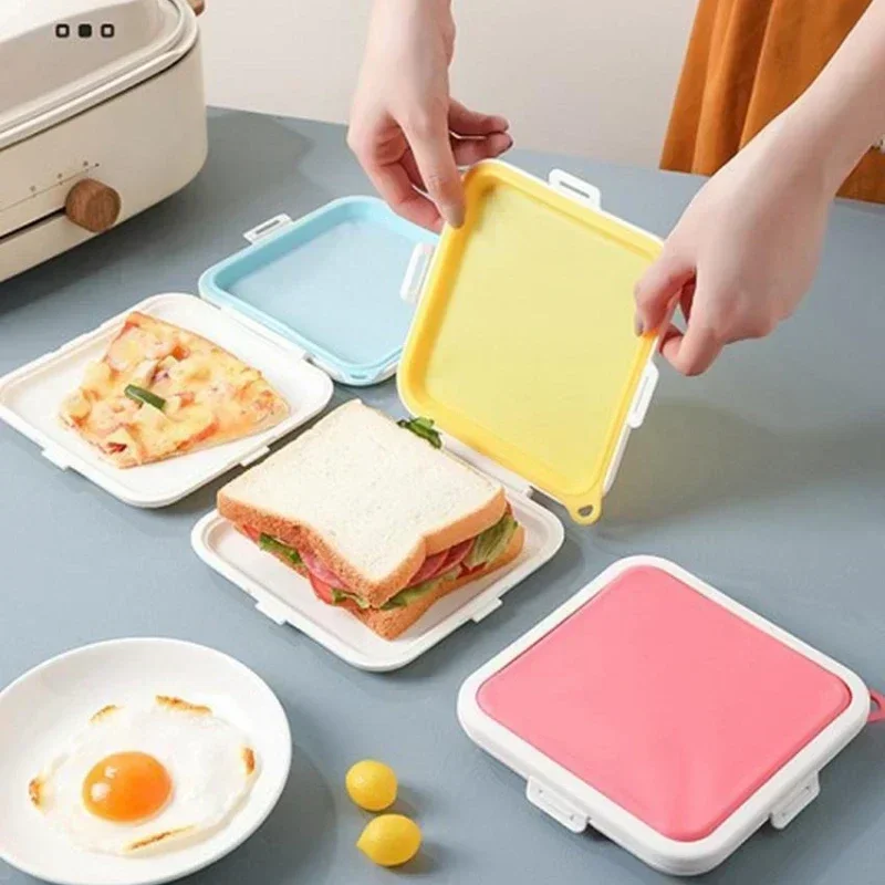 1pc portátil sanduíche mais nítido torrada caixa de armazenamento silicone reutilizável microondas lancheira pode ser pendurado para armazenar almoço recipiente de alimentos 1pc portátil sanduíche mais nítido torrada caixa de armazenamento silicone reutilizável microondas lancheira pode ser pendurado para armazenar almoço recipiente de alimentos