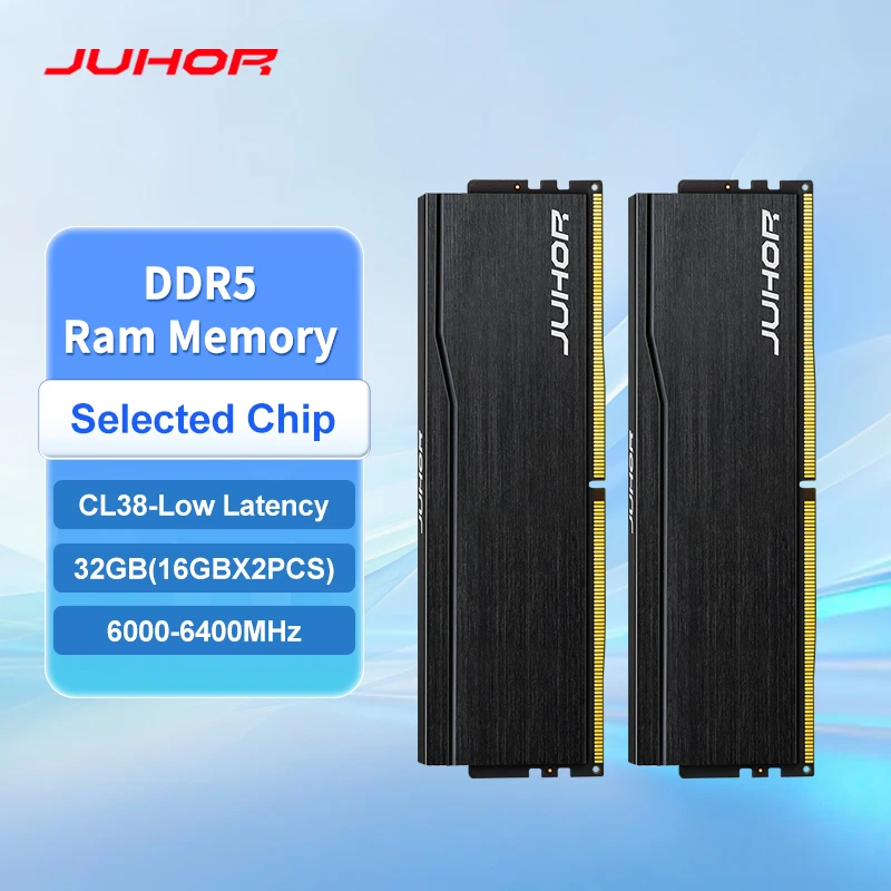 Memória JUHOR DDR5 32GB (16GBX2) 6000MHz 6400MHz DDR5 Desktop Computer Memoria Ram
