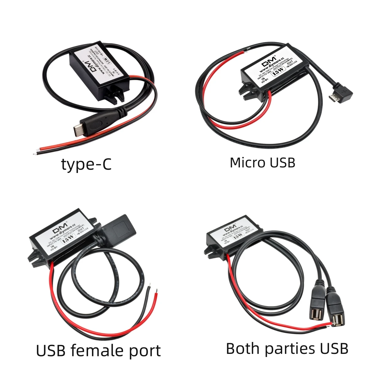10w 15w 24w 12v a 5v 2a 3a DC-DC step down buck conversor módulo de fonte de alimentação mini usb micro usb macho fêmea tipo-c adaptador