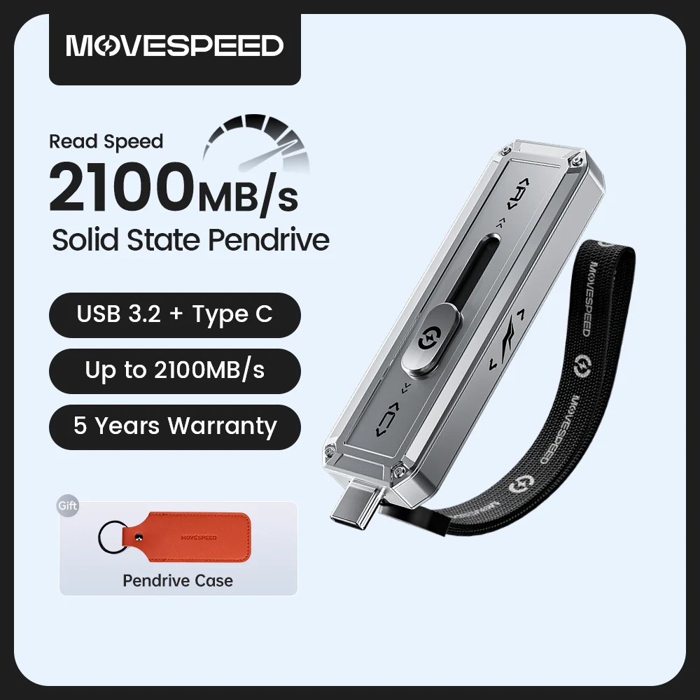 Movespeed sp20 2100 mb/s unidade flash usb 2tb 1tb usb3.2 gen 2 tipo c unidade de caneta de estado sólido 512g 256gb vive para iphone 15/16 pc