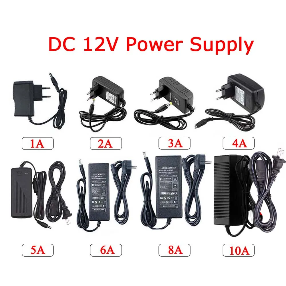 Transformador de iluminação ac 110v ~ 220v para dc 12v fonte de alimentação de comutação 1a 2a 3a 5a 6a 8a 10a adaptador de alimentação para câmera de luz led