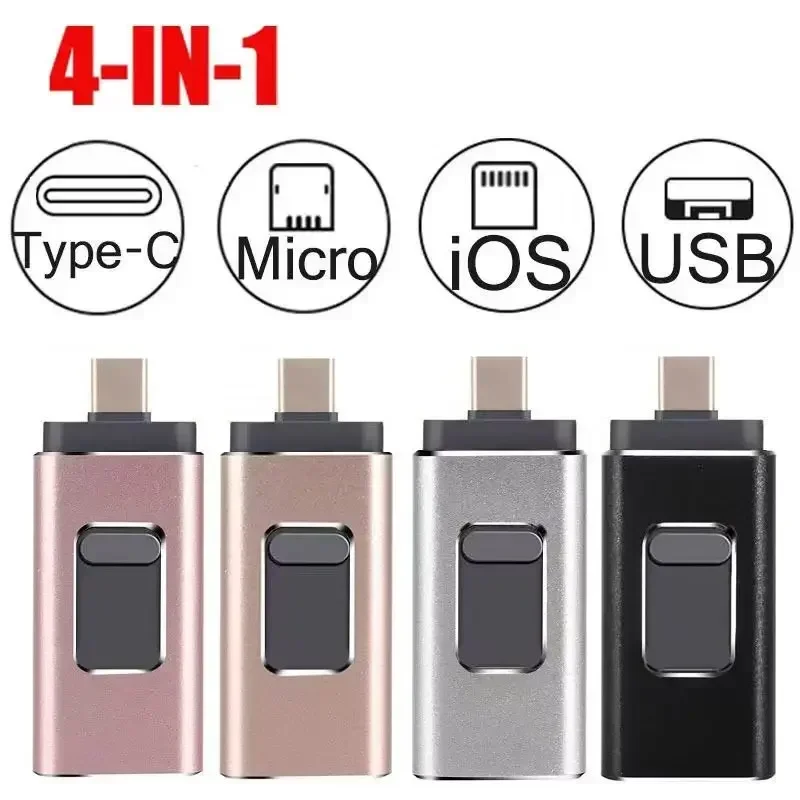 4 em 1 otg falsh drive 512gb para iphone usb 3.0 flash drive 2t android TYPE-C pendrive móvel micro usb memória vara unidade nov