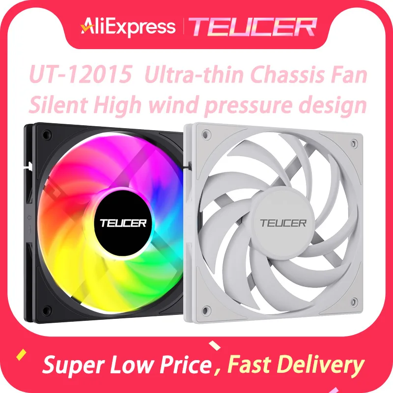 Teucer 120mm ventilador de refrigeração ultrafino rolamentos silenciosos 5v 3pin argb 12v 4 pinos pwm pc caso ventilador design de alta pressão eólica
