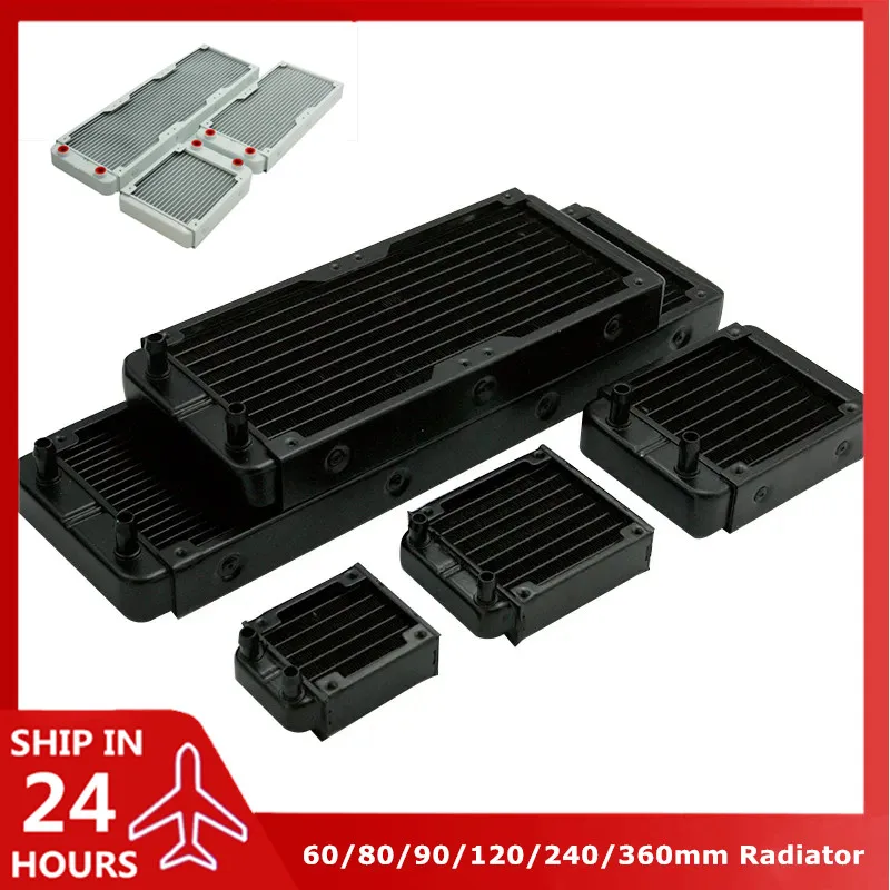 Radiador de refrigeração de água para pc, alumínio, para cpu, gpu, ram, trocador, ventilador, cooler, 60/80/90/120/240/360mm, preto/branco