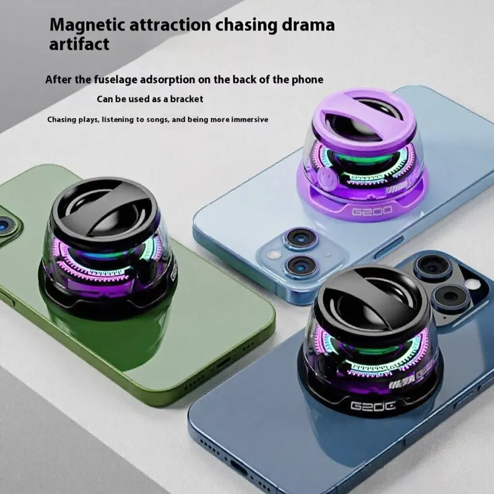 Caixa de Som Bluetooth Magnética G200 TWS, com Design de Corpo Transparente e Iluminação RGB, Caixa de Som Bluetooth Magnética