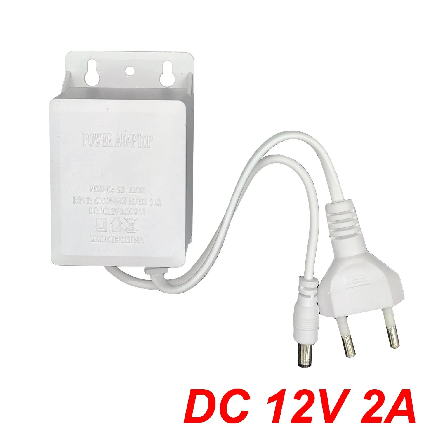 Adaptador de alimentação ac 110-240v dc 12v 2a, carregador de fonte à prova d'água para uso externo da ue, conversor universal para tiras de luz led
