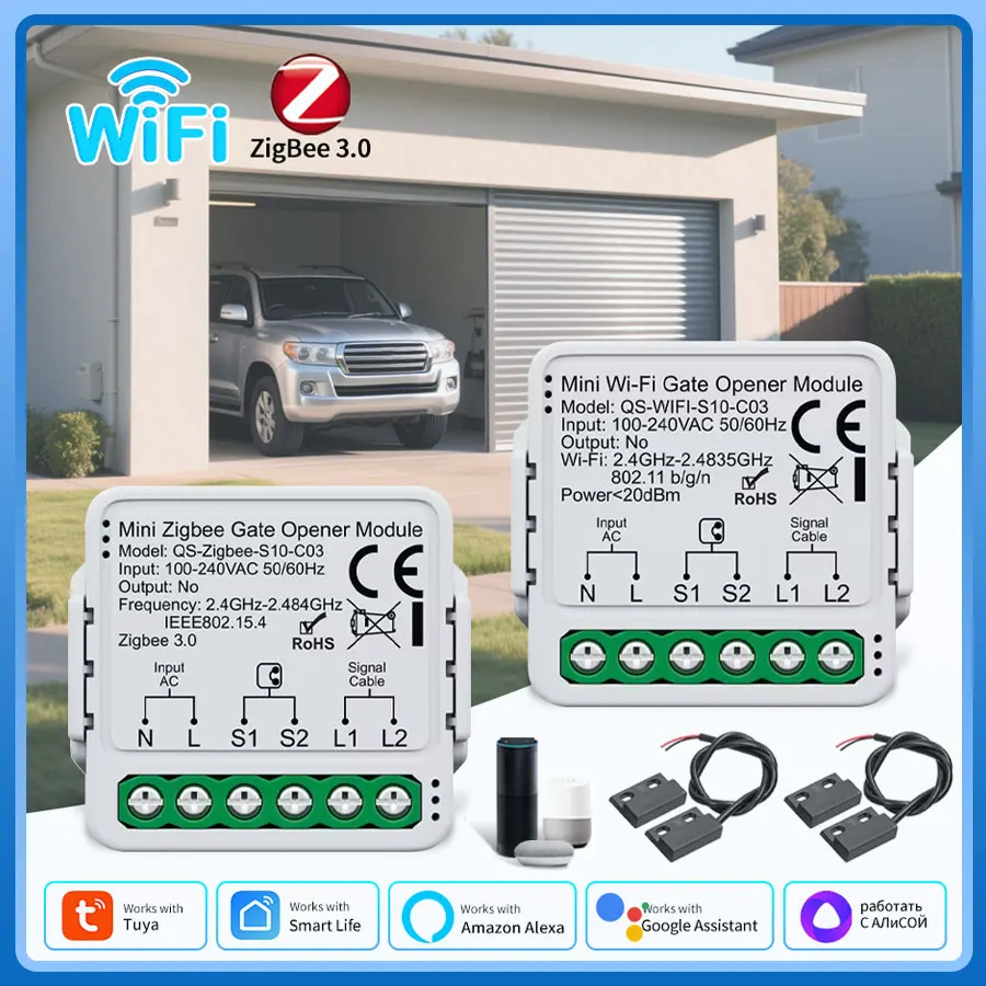 Tuya zigbee wifi abridor de porta da garagem controlador portão inteligente módulo interruptor temporizador vida inteligente app controle remoto alexa google casa Tuya zigbee wifi abridor de porta da garagem controlador portão inteligente módulo interruptor temporizador vida inteligente app controle remoto alexa google casa