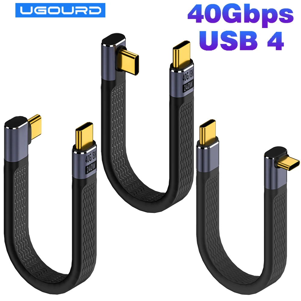 Cabo Curto USB4 de 13,5cm, Cabo Thunderbolt4 Tipo C 40Gbps PD240W para Carregamento de SSD, Laptop, Macbook, Telefone, iPhone15, iPad