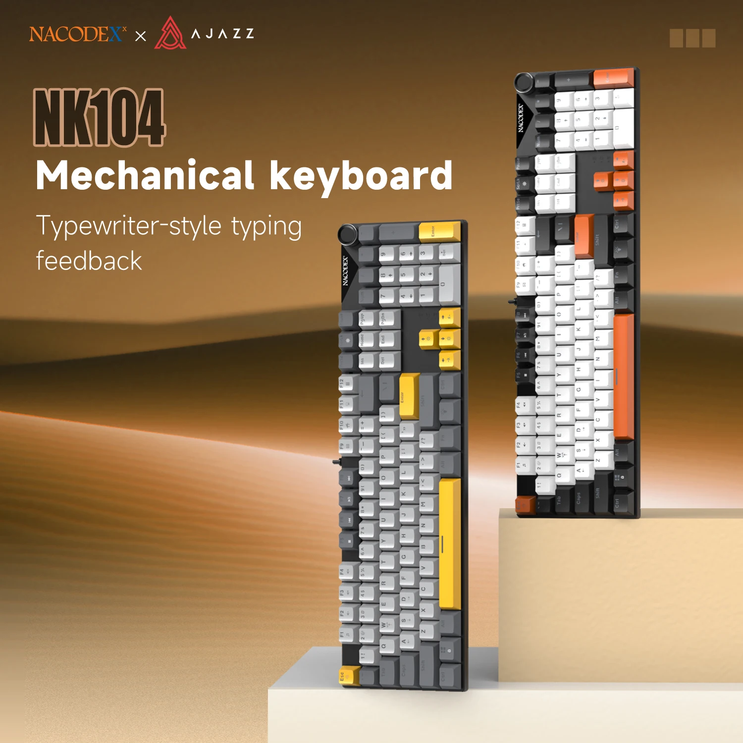 Teclado mecânico para jogos com fio Ajazz NK104, com interruptores vermelhos/azuis, botões multifuncionais, configuração ampla e teclado numérico para escritório. Teclado mecânico para jogos com fio Ajazz NK104, com interruptores vermelhos/azuis, botões multifuncionais, configuração ampla e teclado numérico para escritório.