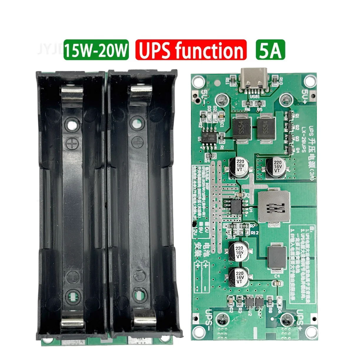 Tipo-C 15W 3A Fonte de alimentação UPS de carga rápida / Módulo de carregador de bateria de lítio 18650 DC-DC Step Up Booster Converter 5V 9V 12V