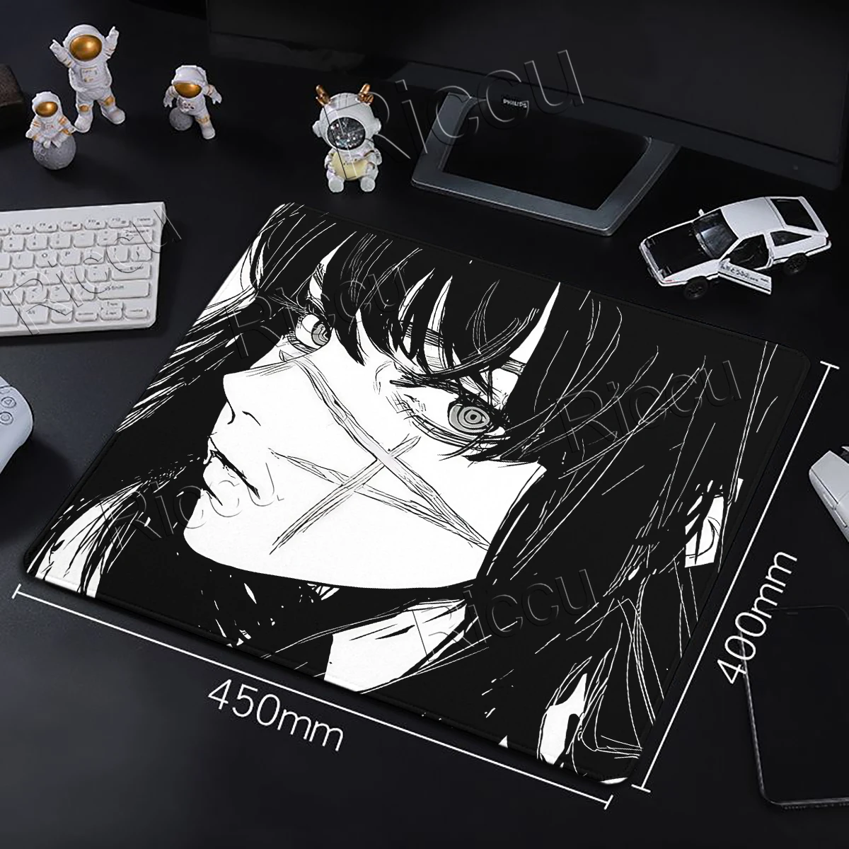 Mouse Pad para Meninas de Anime, Estética Preto e Branco, Tapetes de Mesa para Escritório, Mousepad de Borracha Antiderrapante para Gamers, Pequenos Tapetes de Mesa para E-Sports