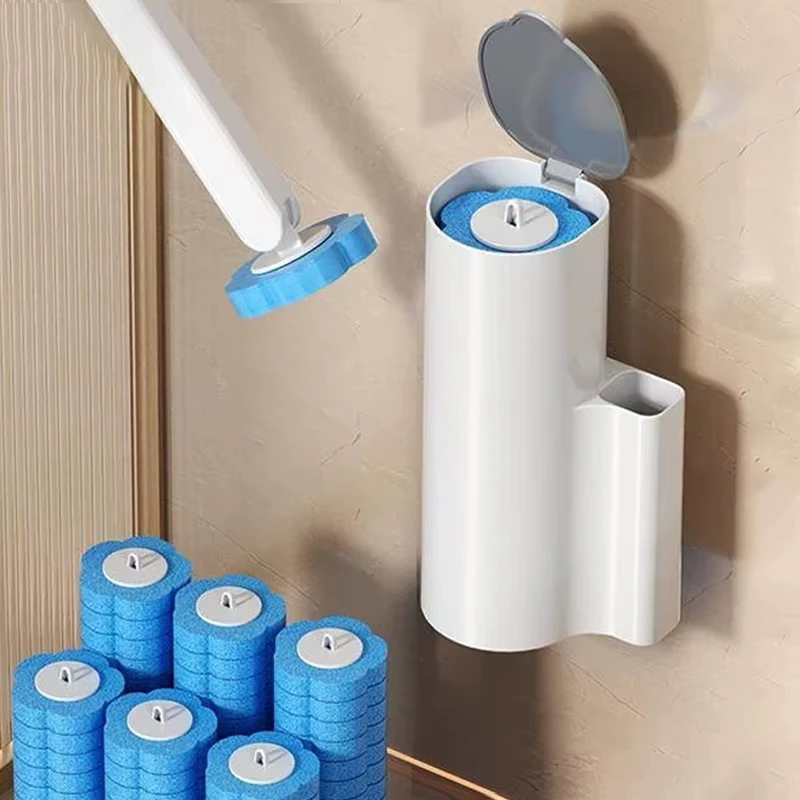 Escova Sanitária de Banheiro Atualizada com Cabo Longo, Kit de Limpeza Higiênica com Cabeças Substituíveis Descartáveis, Escova WC Anti-Bacteriana, Cerdas Flexíveis, Fácil Limpeza Profunda, Acessórios Domésticos limpa