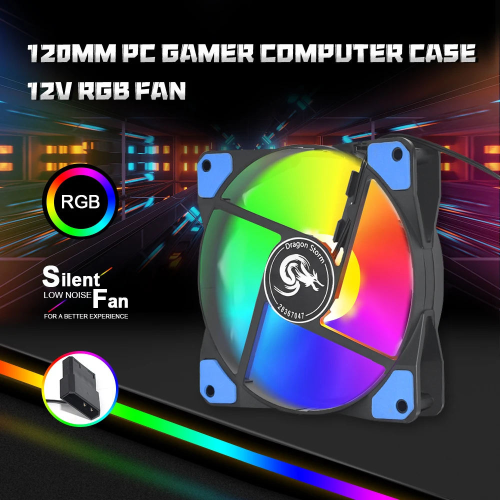Ventilador silencioso rgb para resfriamento de cpu, 120*120*25mm, chassi, acessórios para pc, 120mm, caixa de computador gamer 12v
