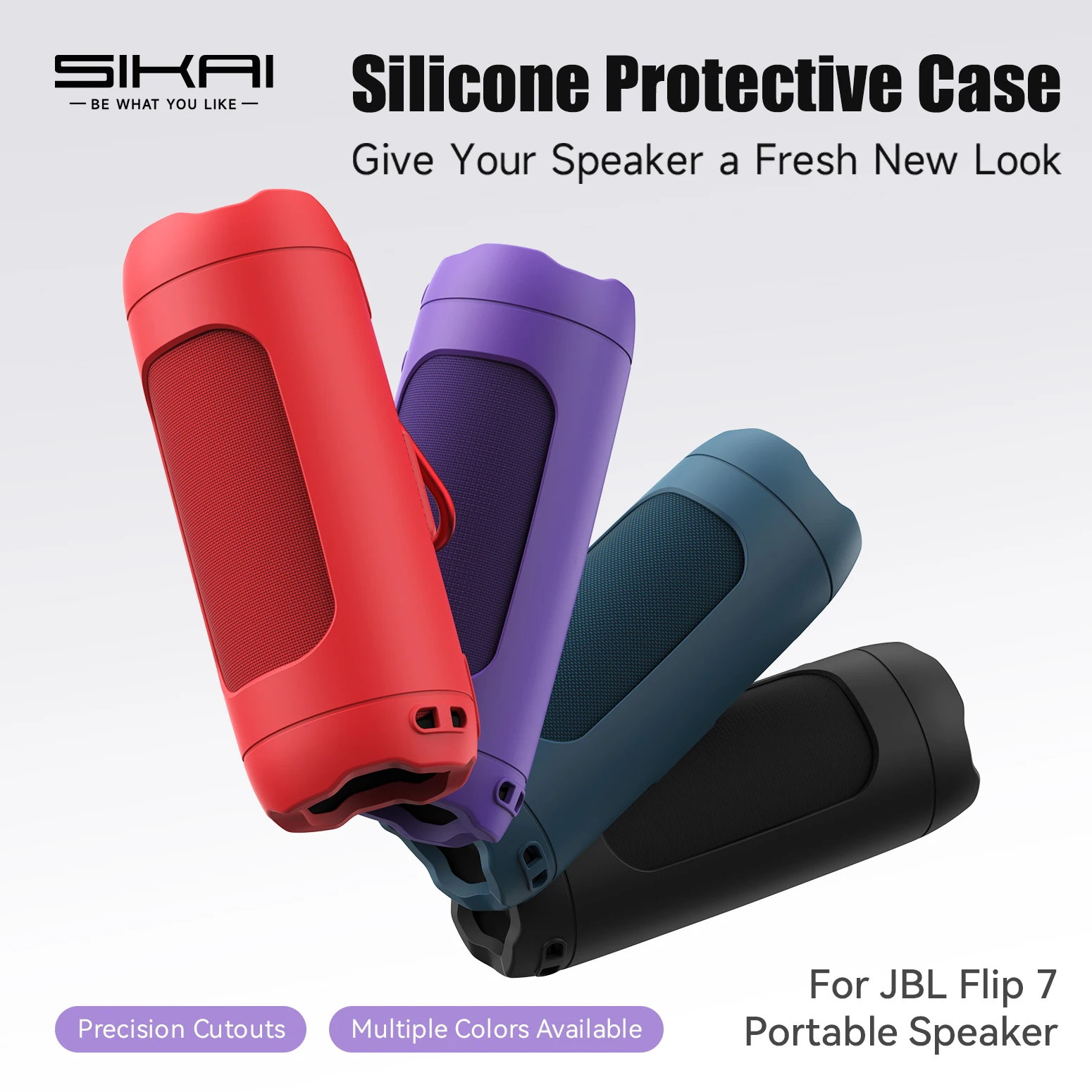 Capa Protetora de Silicone SIKAI para Caixa de Som Bluetooth JBL Flip 7, Protetor Antichoque, Antirrisco e Antiqueda Capa Protetora de Silicone SIKAI para Caixa de Som Bluetooth JBL Flip 7, Protetor Antichoque, Antirrisco e Antiqueda
