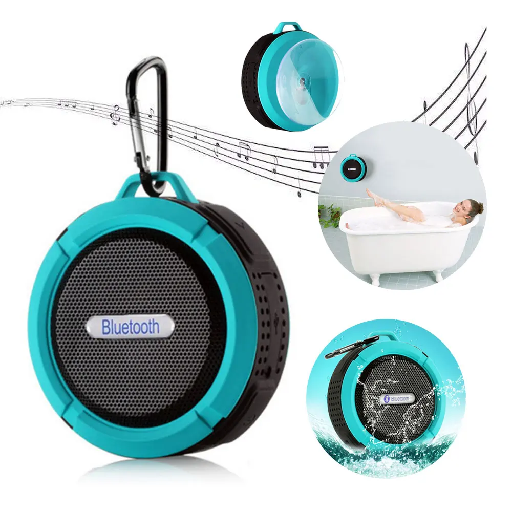 Caixa de Som Bluetooth C6 à Prova d'Água para Esportes ao Ar Livre, Mini Subwoofer Portátil, Alto-falante para Chuveiro, Carro, Smartphone, MIC, TF