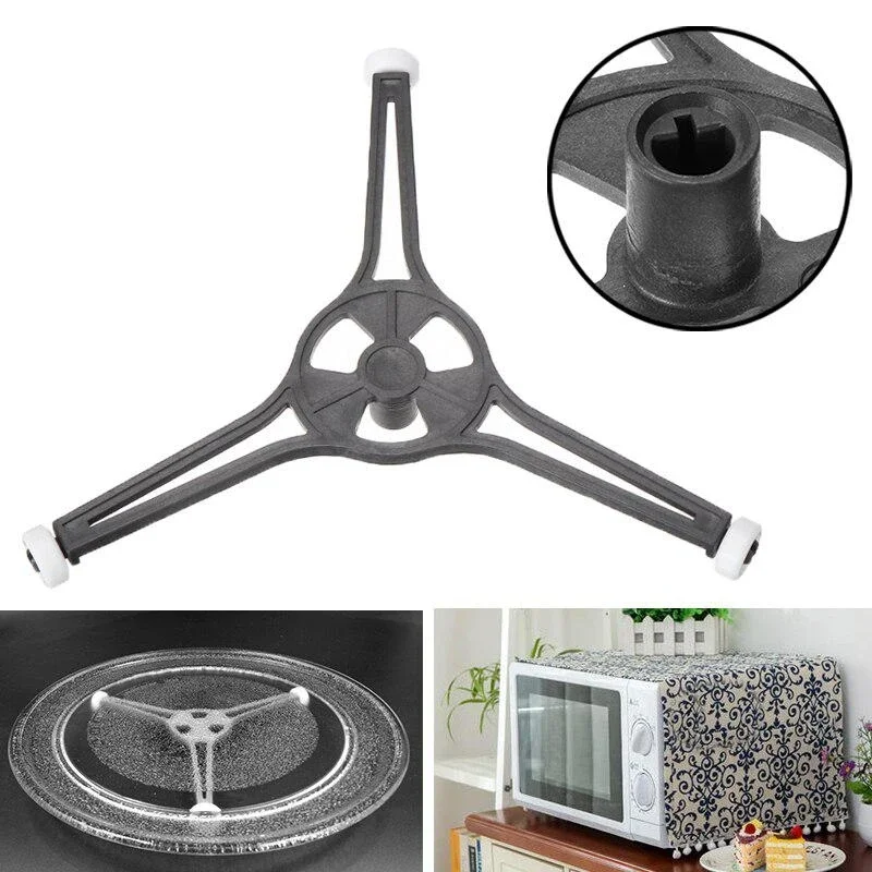 1pc anel de microondas rolo suporte placa giratória vidro suporte com braço triplo para cozinha panelas suprimentos