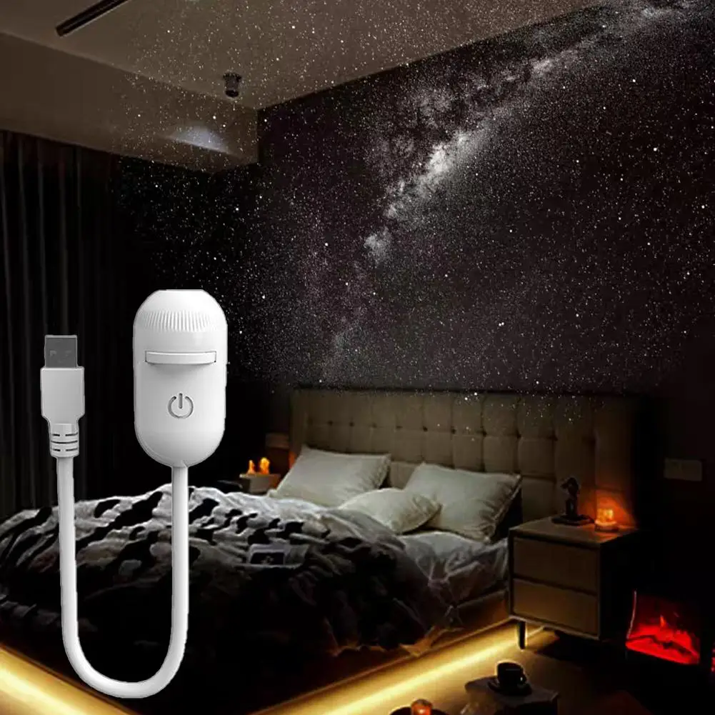 Projetor USB Galaxy 2 em 1, Luz Noturna Mini Galaxy 360 ° Lâmpada LED Rotativa de Céu Estrelado para Decoração de Festa e Casa com Tema de Saturno
