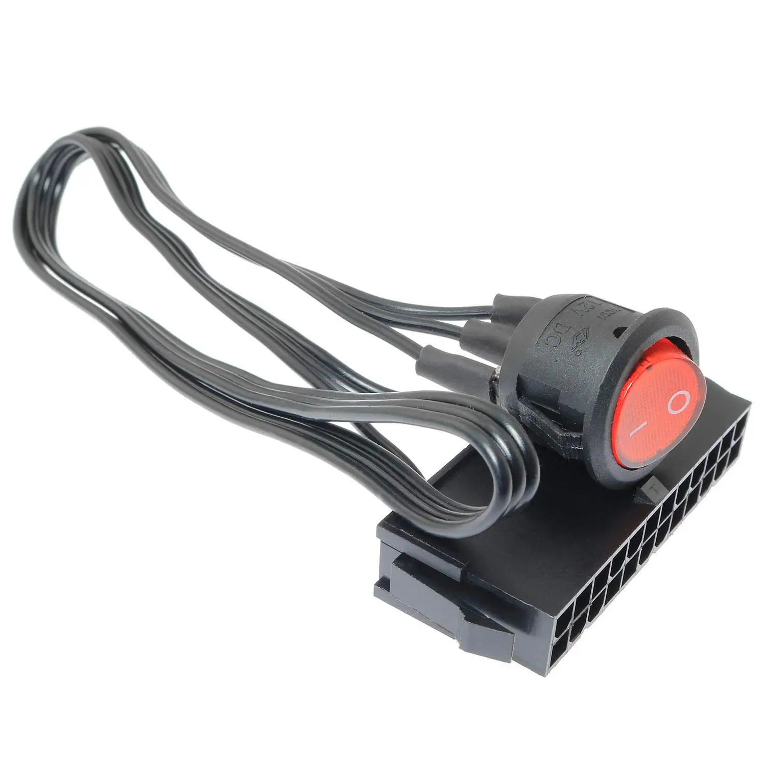 Cabo de 57 cm, fio de cobre estanhado, conector fêmea de 24 pinos, para fonte de alimentação ATX de PC, testador de inicialização, jumper de arranque com interruptor ON/OFF.